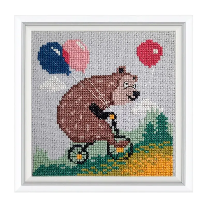 Kit de point de croix "Faire du vélo" 11x11 cm RTOH002