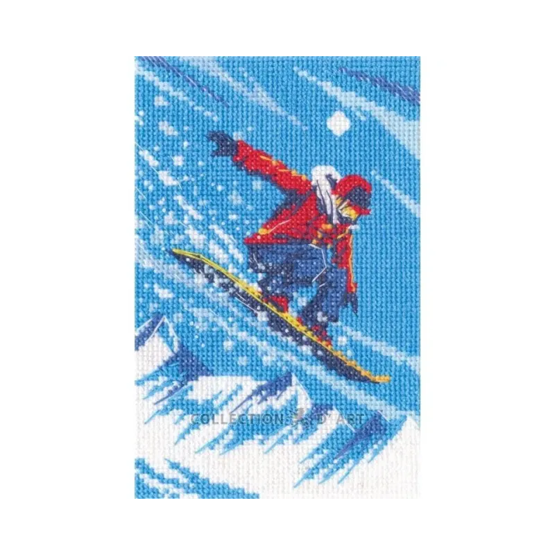 Kit point de croix "Snowboarder" 10,5x16,5 cm RTOC392