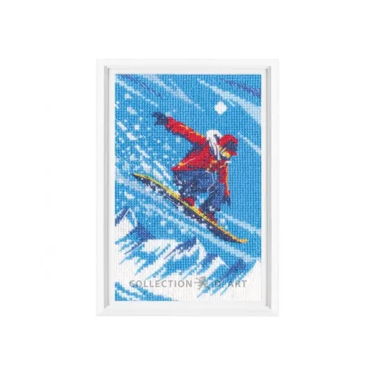 Kit point de croix "Snowboarder" 10,5x16,5 cm RTOC392