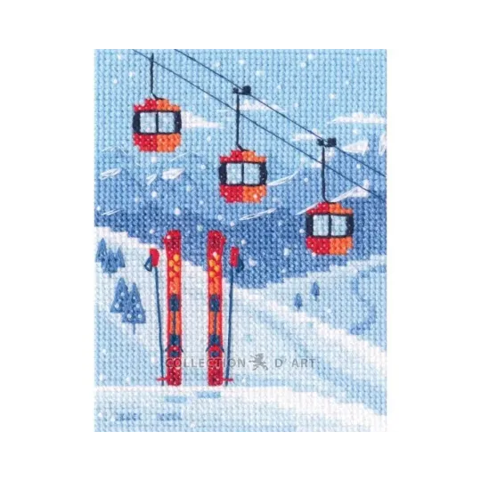 Cross-stitch kit "The mountains gain our hearts" 9x12 cm RTOC391