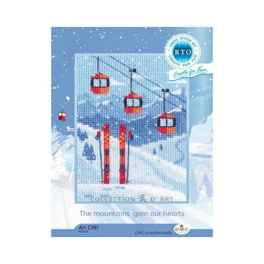 Kreuzstich-Set "Die Berge gewinnen unsere Herzen" 9x12 cm RTOC391