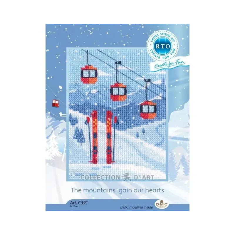 Cross-stitch kit "The mountains gain our hearts" 9x12 cm RTOC391
