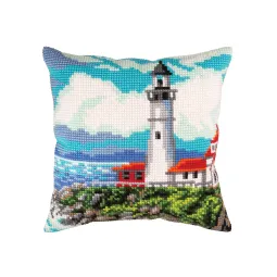 Kit de coussin Phare sur le rivage de la baie 40 X 40 cm CDA5430