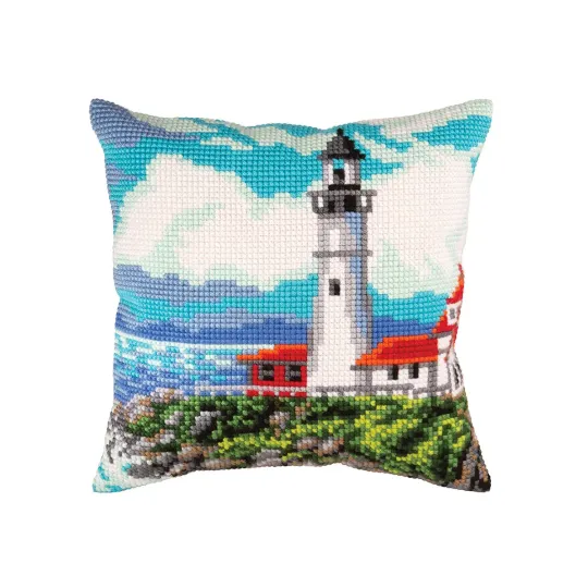 Kit de coussin Phare sur le rivage de la baie 40 X 40 cm CDA5430