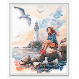 Siuvinėjimo kryželiu rinkiniai "Mano svajonių jūra" 22,5x28 cm RTOM1048