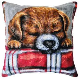 Counted Cushion kit "Beloved puppy" 40 x 40 cm CDA5482CC
