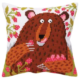 Cushion kit Bear in raspberry 40 X 40 cm CDA5396