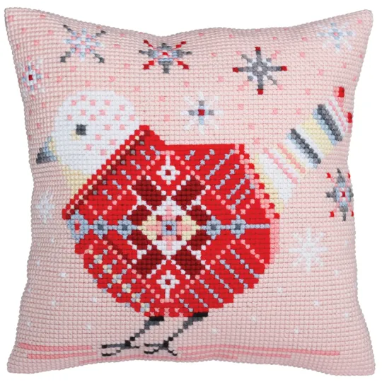 Kit de coussin oiseau de Noël 40 X 40 cm CDA5355