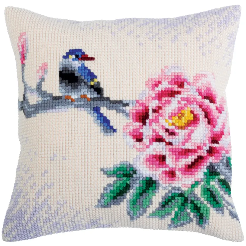 Kit coussin Fleur et oiseau 40 X 40 cm CDA5319