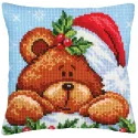 Kit de coussin Noël avec un ours en peluche 40 X 40 cm CDA5240