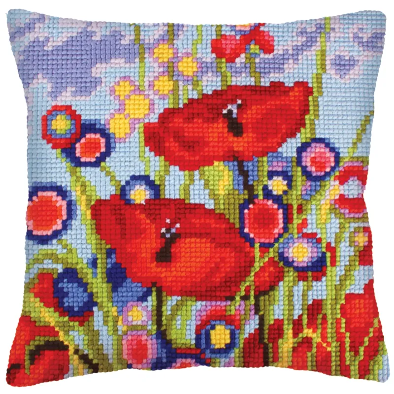 Kissen-Set Rote Mohnblumen 40 x 40 cm CDA5233