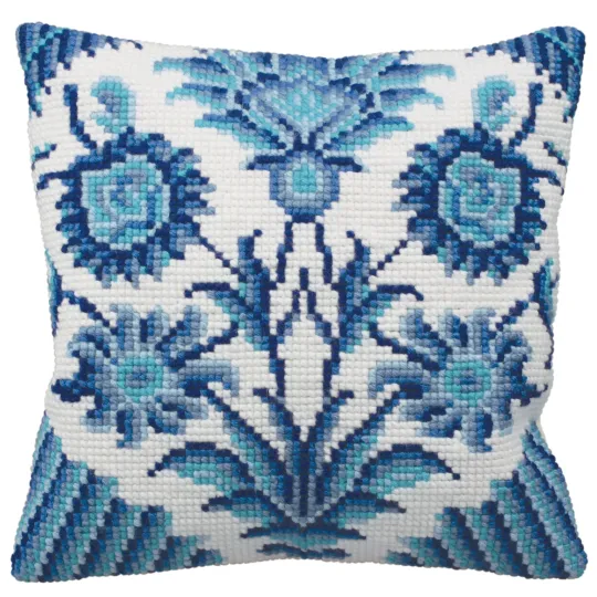 Kit coussin gauche fleurs bleues 40 x 40 cm CDA5115