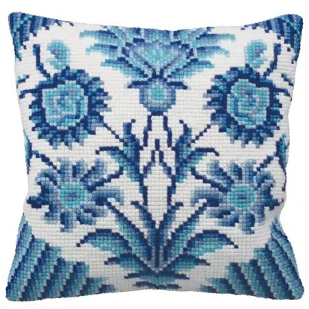 Kissen-Set links blaue Blumen 40 x 40 cm CDA5115