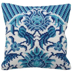Kit de coussin Fleurs bleues droites 40 x 40 cm CDA5114