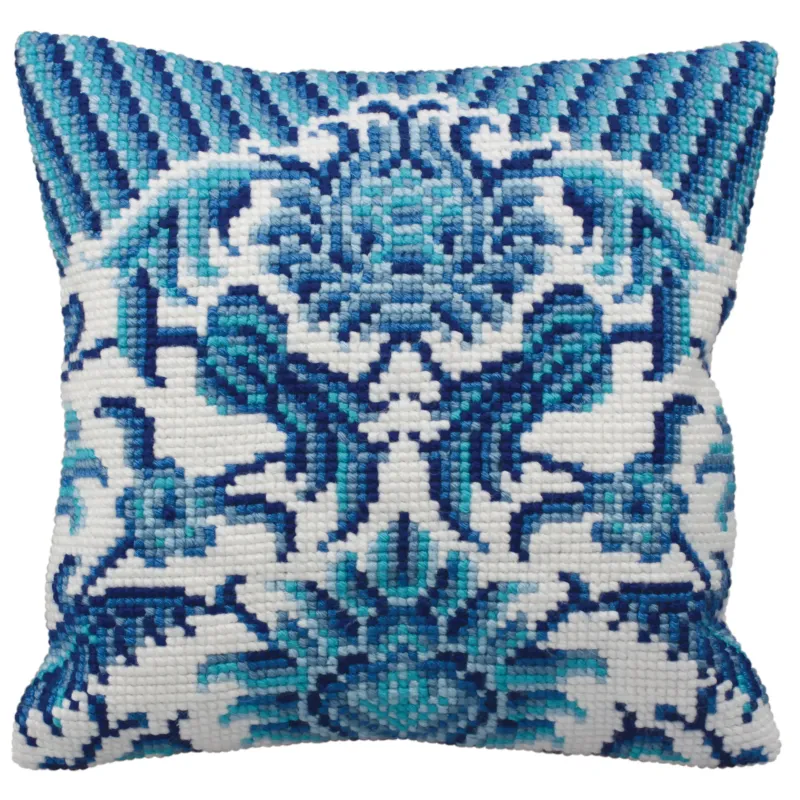 Kit de coussin Fleurs bleues droites 40 x 40 cm CDA5114