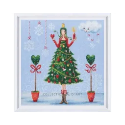 Kit de point de croix "Dame en robe verte" RTOM1007