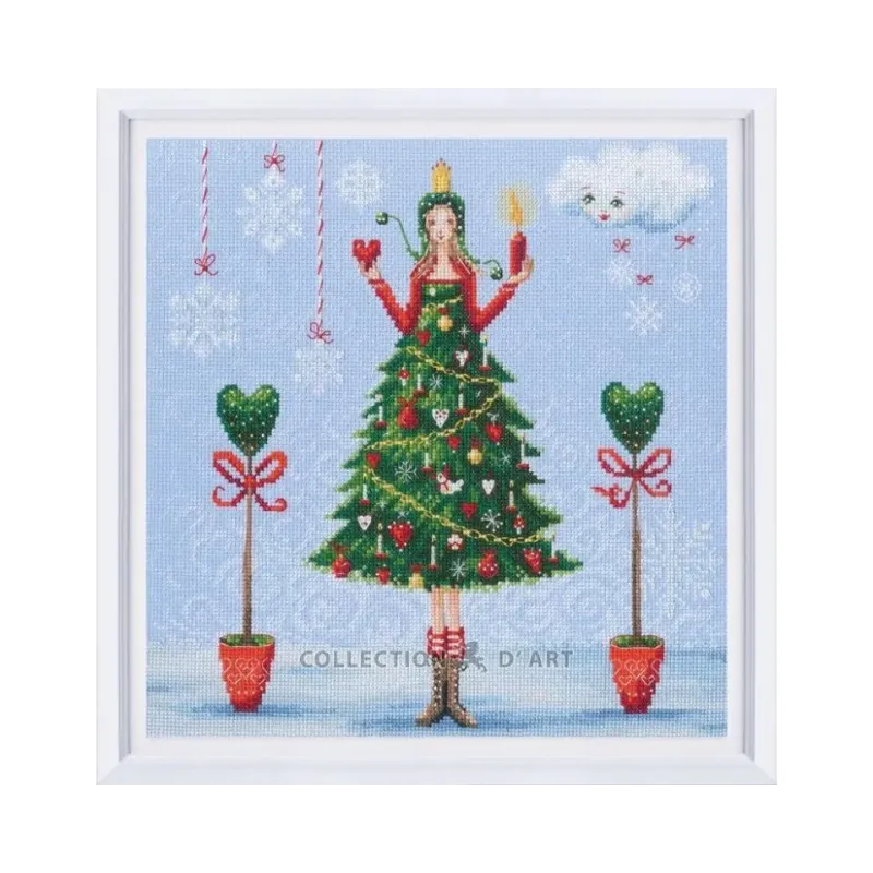 Kit de point de croix "Dame en robe verte" RTOM1007