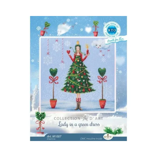 Cross-stitch kit "Lady in a green dress" RTOM1007