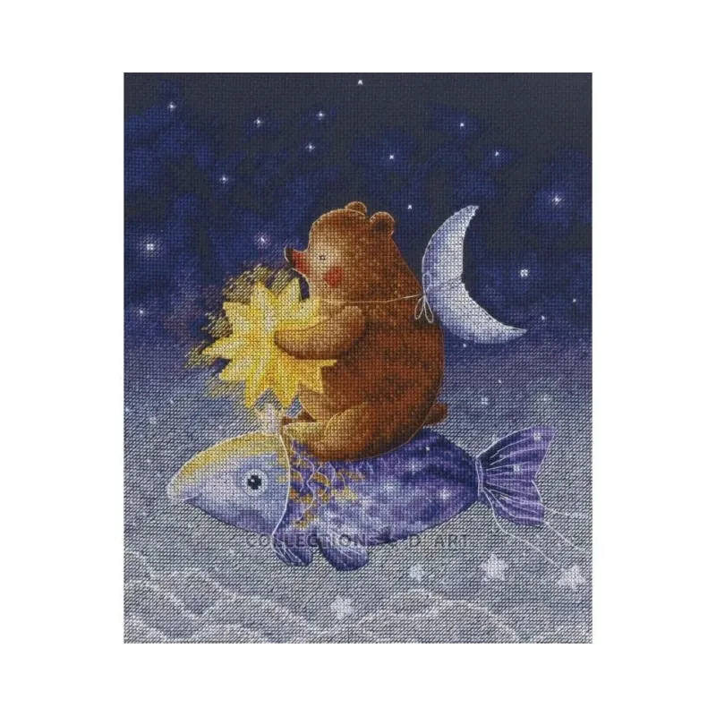 Kryželiu siuvinėjimo rinkinys "Jojimas ant stebuklingo žuvies" RTOM947