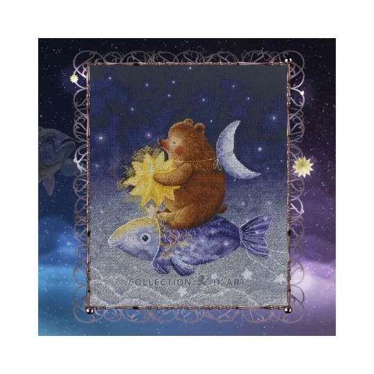 Kryželiu siuvinėjimo rinkinys "Jojimas ant stebuklingo žuvies" RTOM947