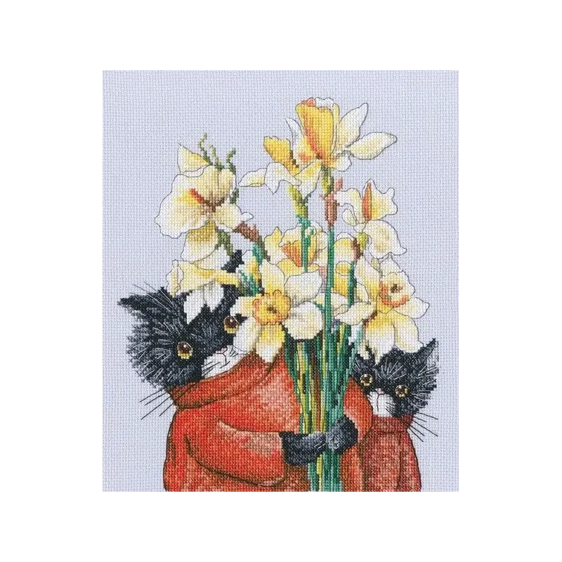 Kreuzstich-Set "Es waren Katzen. Katzen und Blumen werden für M917 benötigt"