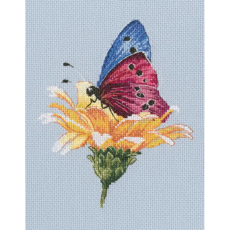 Kreuzstich-Set "Schmetterling auf der Blume" M751