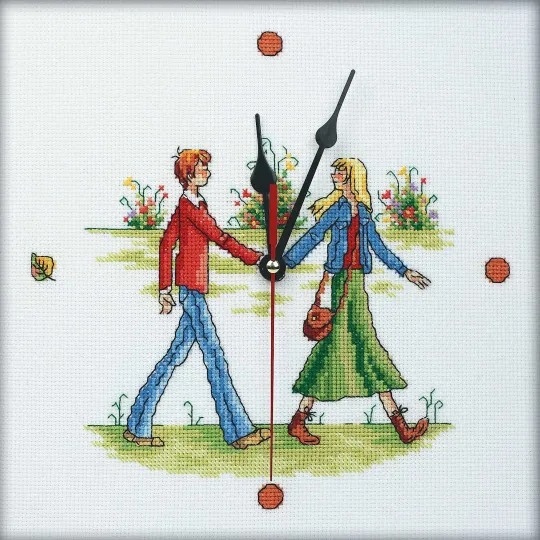 Cross-stitch kit - clock (contains clockwork) "Date under umbrella" M40003