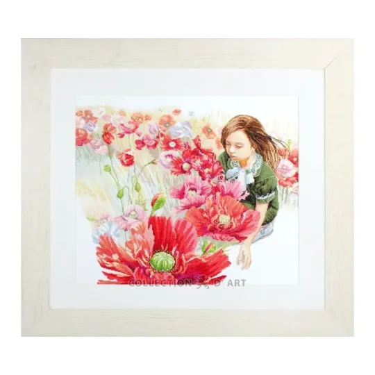 Kit point de croix "Champ de coquelicots fleuri" 51x42 cm RTOM345