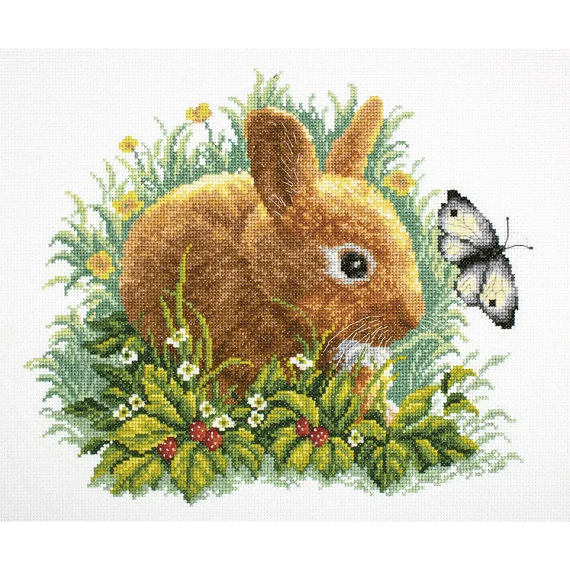 Kreuzstich-Set "Hase und Schmetterling" M323