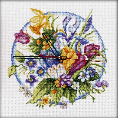 Cross-stitch kit - clock (contains clockwork) "Spring time!" M40012