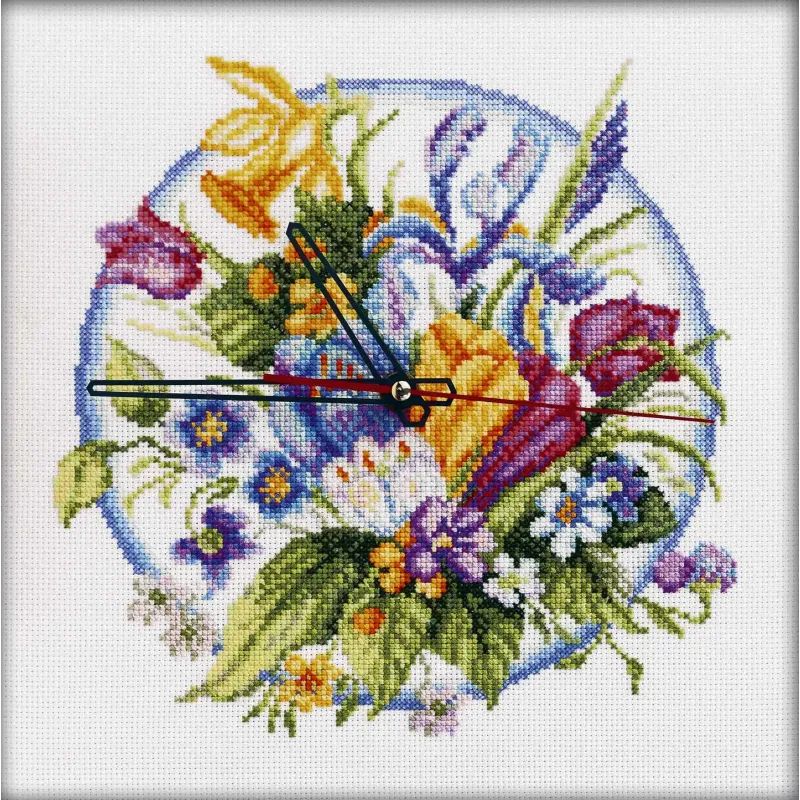 Cross-stitch kit - clock (contains clockwork) "Spring time!" M40012