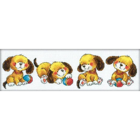 Kit de broderie au point de croix "Quatre chiots" RTOM161