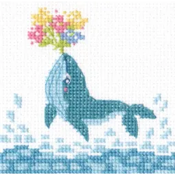 Cross-stitch kit "Whale with flowers" H292