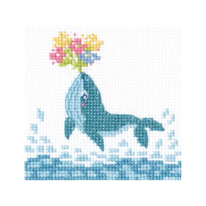 Kit point de croix "Baleine avec fleurs" RTOH292