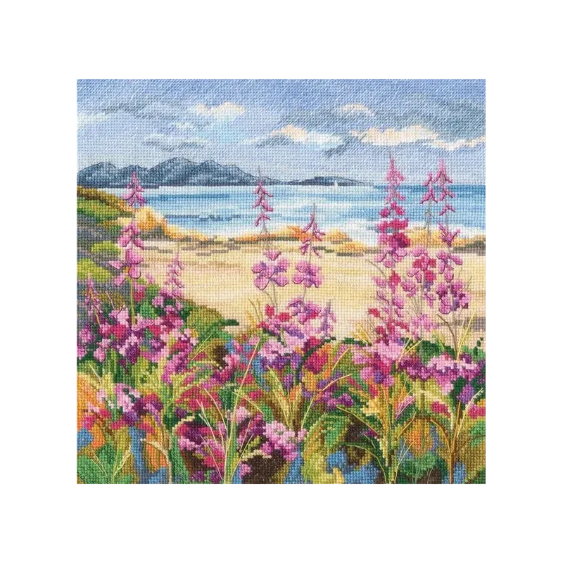 Kit de point de croix "Fleurs au bord d'un lac de montagne" RTOM976