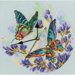 Cross-Stitch Kit - clock "Rainbow butterflies" M40014