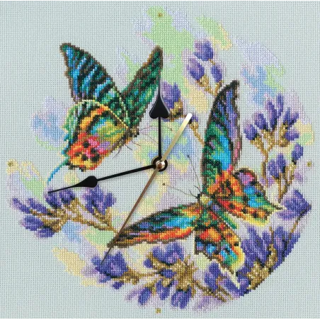 Cross-Stitch Kit - clock "Rainbow butterflies" M40014