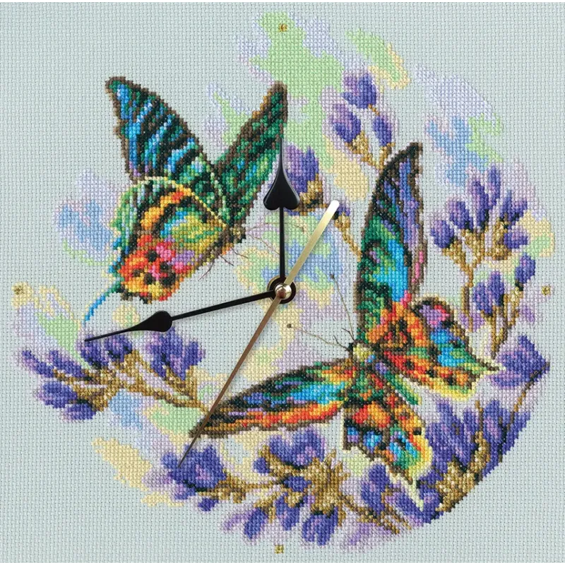 Cross-Stitch Kit - clock "Rainbow butterflies" M40014