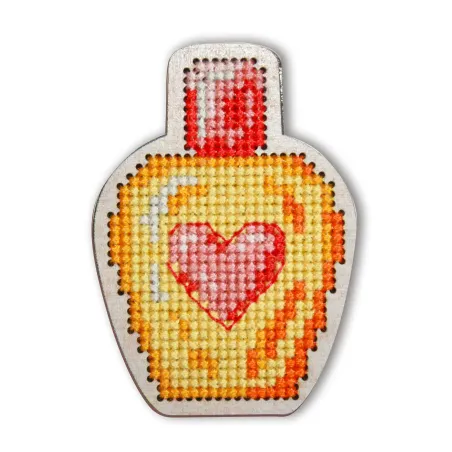 Cross-stitch kit with perforated wooden form EHW021