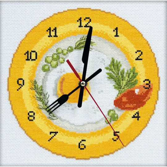 Cross-stitch kit - clock (contains clockwork) "It's Breakfast Time" M40009