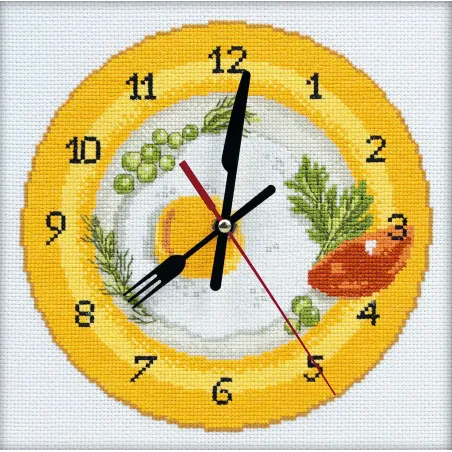 Cross-stitch kit - clock (contains clockwork) "It's Breakfast Time" M40009