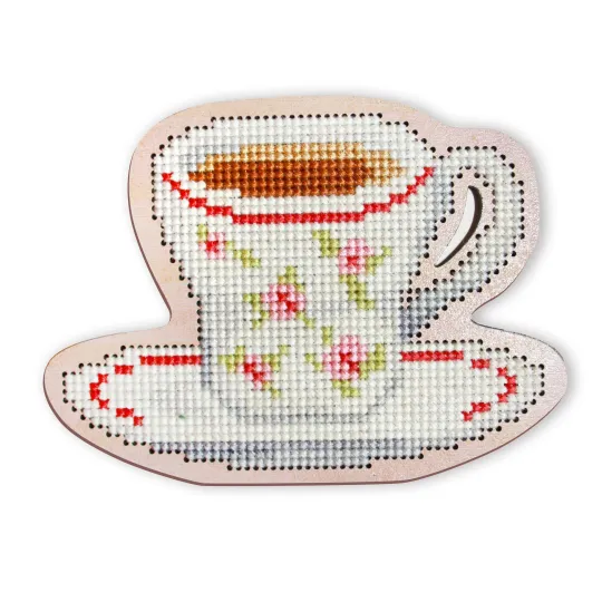 Cross-stitch kit with perforated wooden form EHW028
