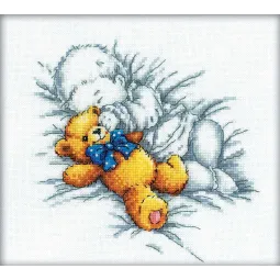Kryželiu siuvinėjimo rinkinys "Baby with teddy-bear" M158