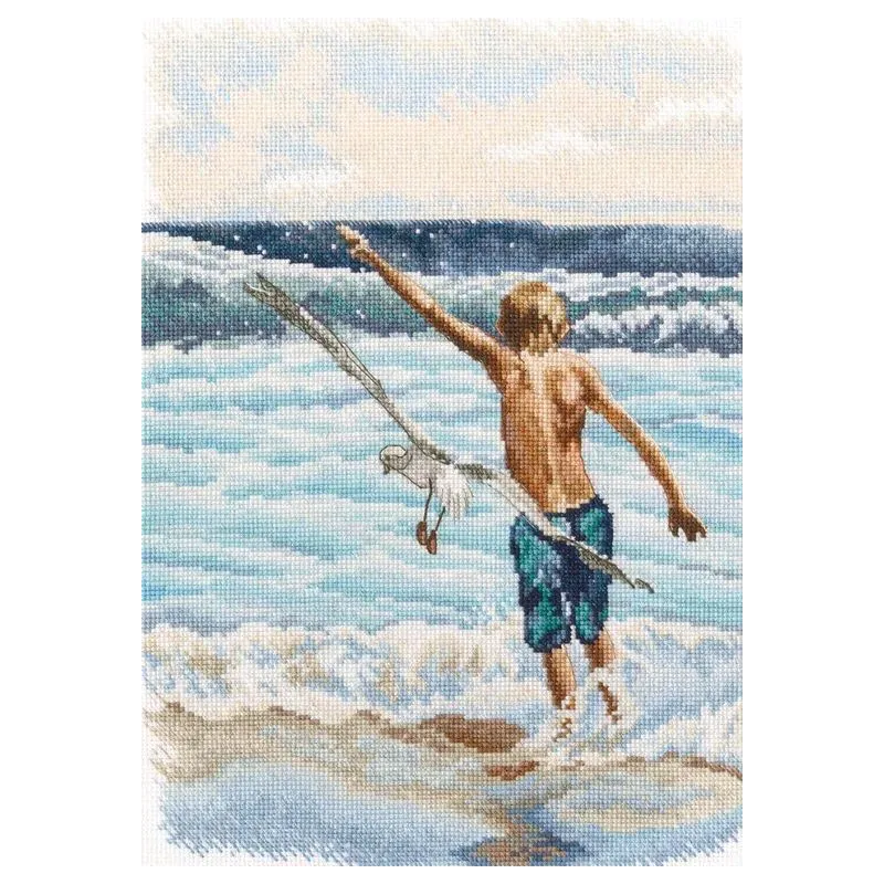 Kit point de croix "Garçon et la mer" RTOM1000