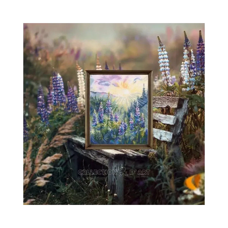 Kits de point de croix "Lupins au soleil" 19x23 RTOM1066