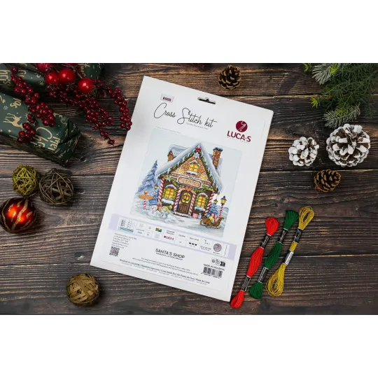 Kreuzstich-Set. "Santa’s Shop" 25x25cm SB1435