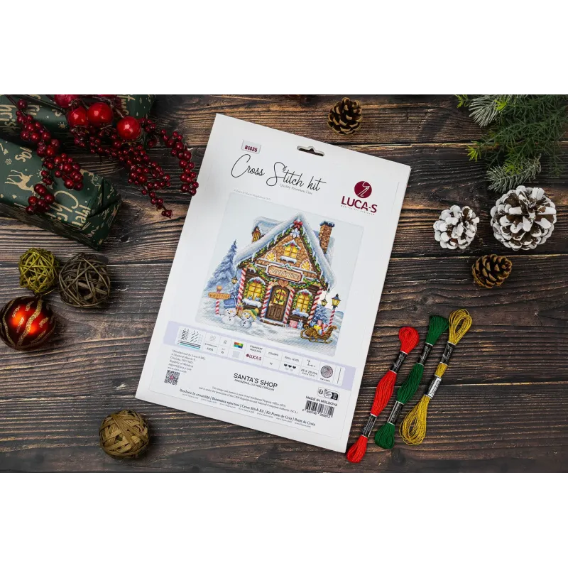 Kreuzstich-Set. "Santa’s Shop" 25x25cm SB1435