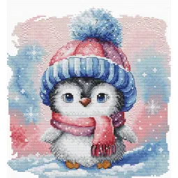 Kit de point de croix "Penguin Friend Givré" 17,30 x 18,10 cm AVA-P047