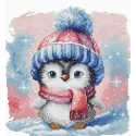 Kit de point de croix "Penguin Friend Givré" 17,30 x 18,10 cm AVA-P047