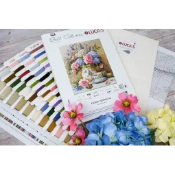 Kit de point de croix. "Nostalgie Florale" 32 x 36 cm SB725